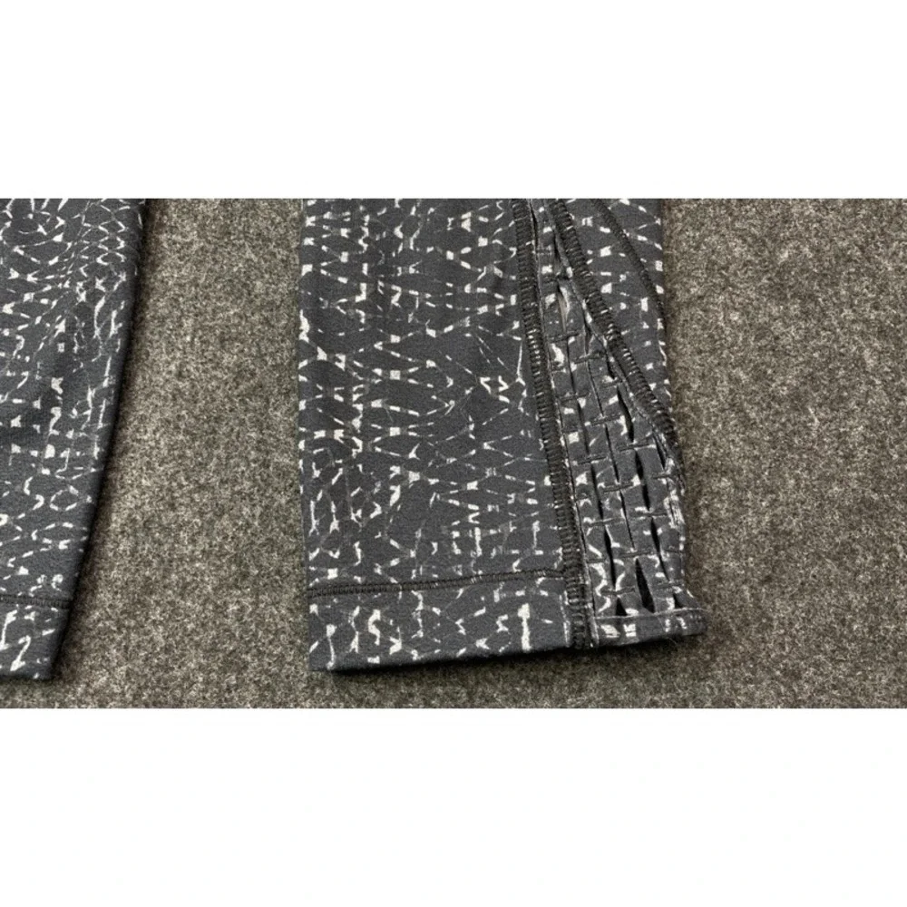 Lululemon Leggings Women 4 Black White Lattice Hem High Rise Crop Activewear